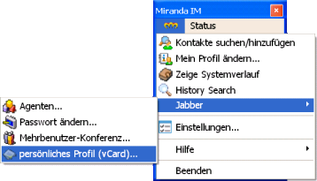 So findest Du das Menü Jabber - persönliches Profil