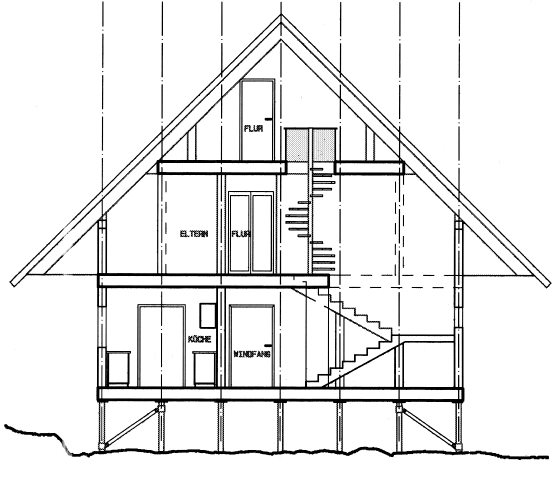 Einfamilienhaus im Landhausstil, Hausquerschnitt
