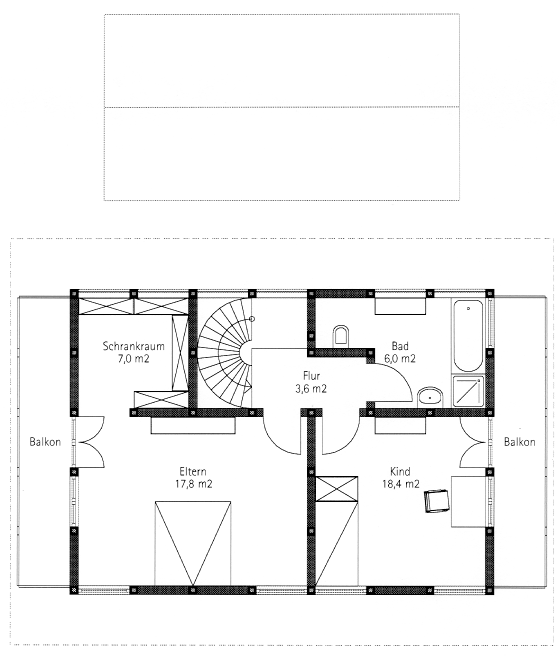 Grundriss Obergeschoss Haus 115 qm