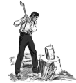 Man chopping wood - greyscale.svg