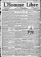 L'Homme libre numéro 4, 8 mai 1913, page 1.jpg